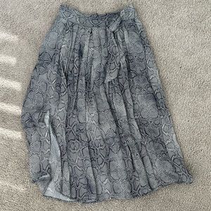 Anthropologie Snakeskin Print Pleated Skirt